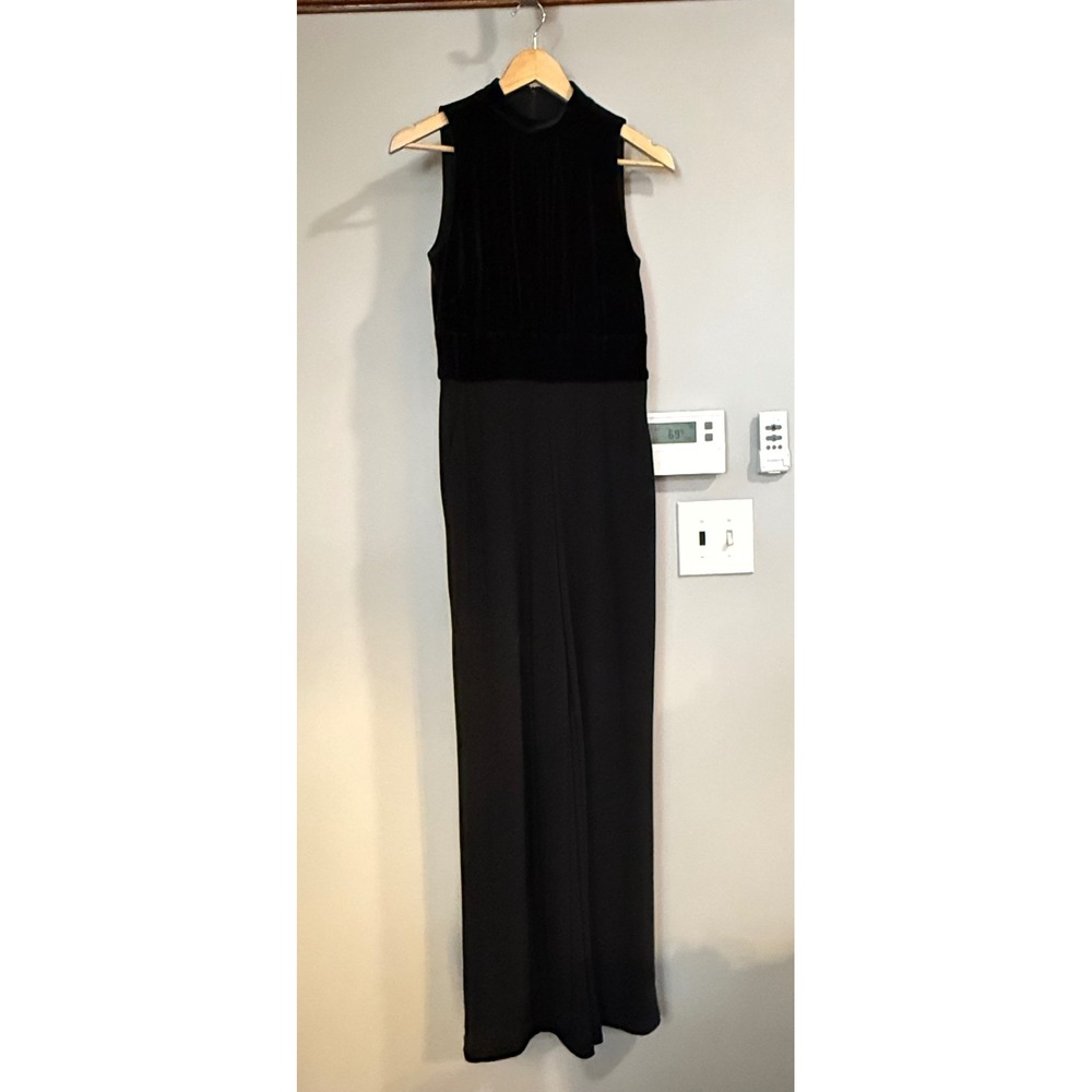 Lauren Ralph Lauren Black Velvet Mock Neck Wide Leg Jumpsuit Women's Size 4